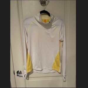 Lucy brand athletic shirt. White & Yellow.  Size Medium